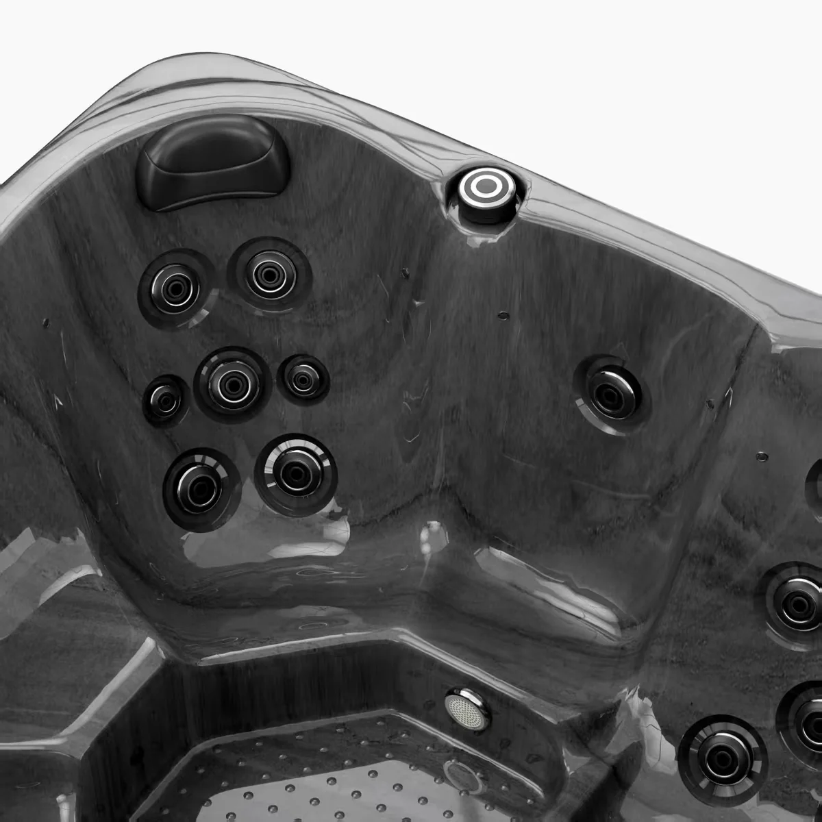 Gros plan sur les buses d'hydromassage d'un spa OXO